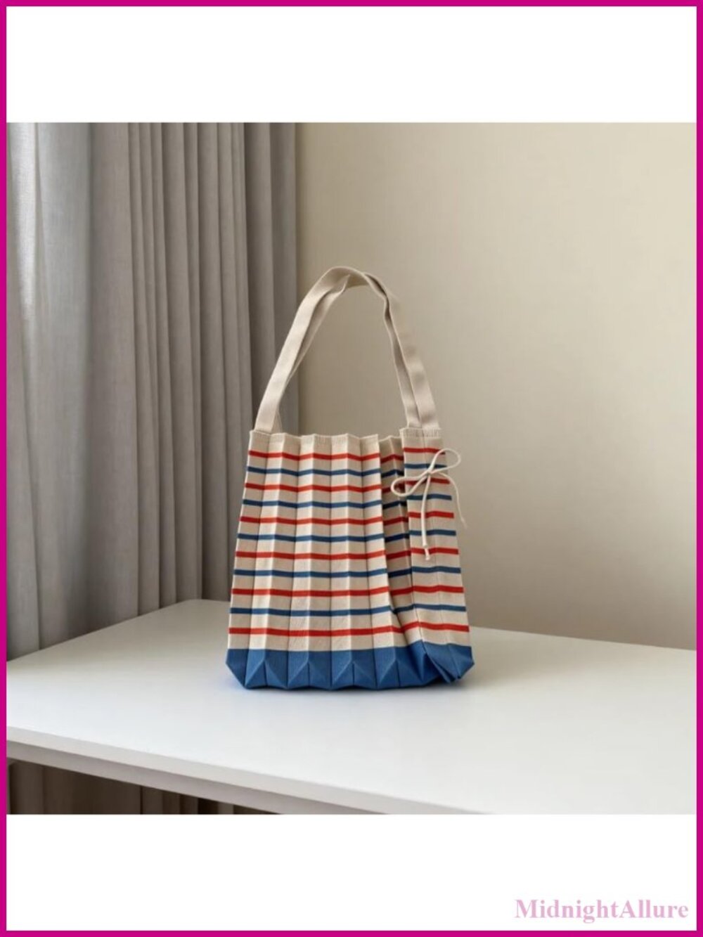 Pleated Accordion Crossbody Bag for Women Colorblock Knit Shoulder Tote